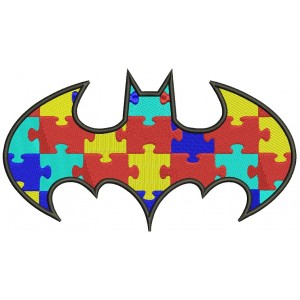 Autism Awareness Batman Applique Machine Embroidery Design Digitized Pattern